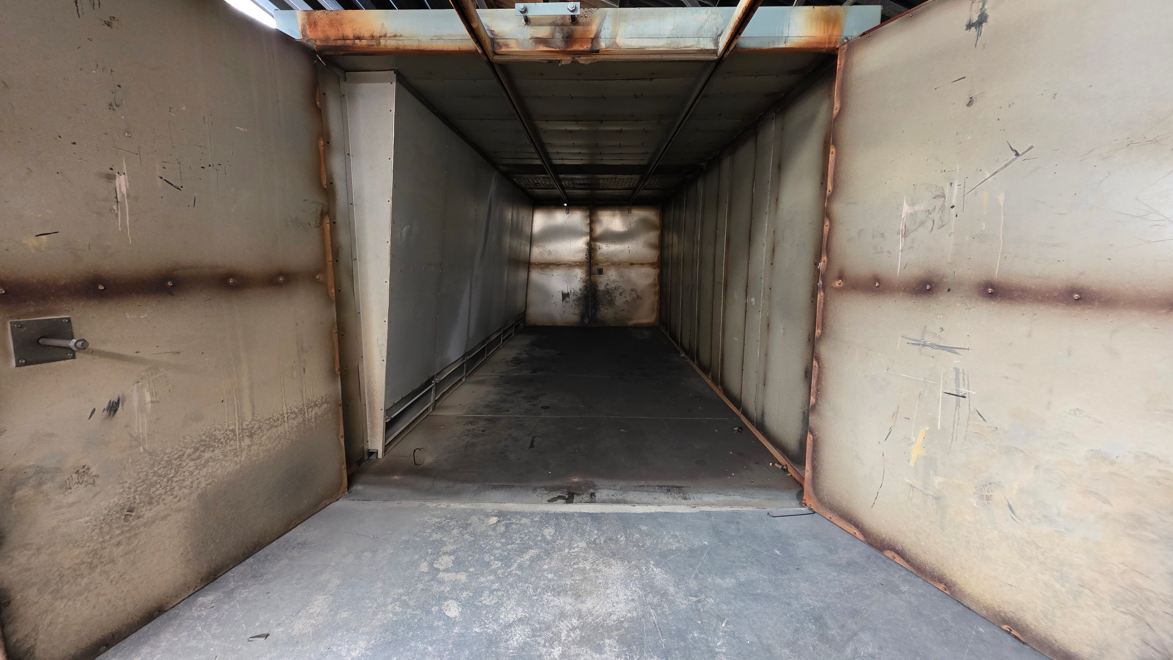 Powder coating oven, interior view.